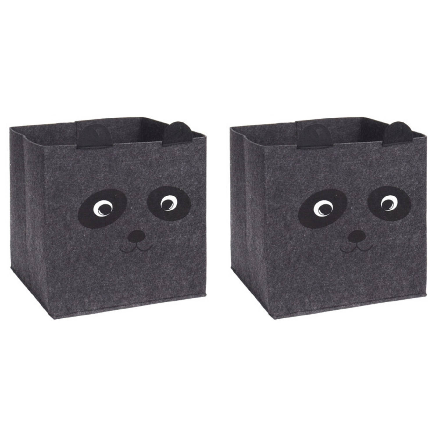 2x Stuks Opbergmand Vilt Kinderkamer - Dieren Thema Panda - 32 X 32 X 32 Cm - Opbergmanden