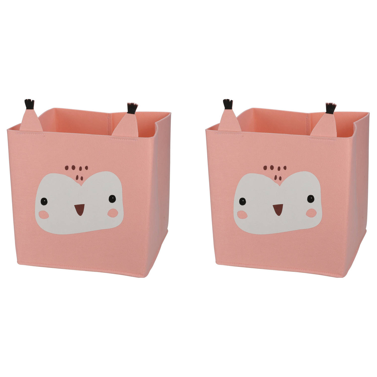 2x Stuks Opbergmand Vilt Kinderkamer - Dieren Thema Uil - 32 X 32 X 32 Cm - Opbergmanden