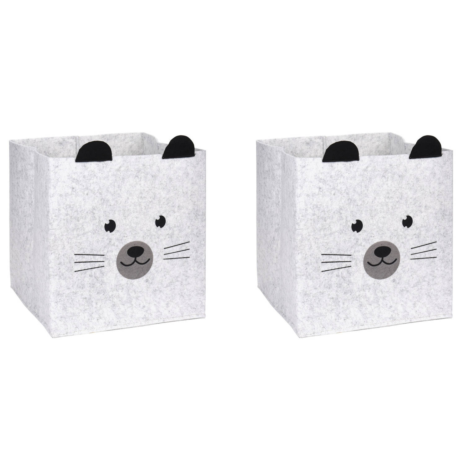 2x Stuks Opbergmand Vilt Kinderkamer - Dieren Thema Muis - 32 Cm - Opbergmanden