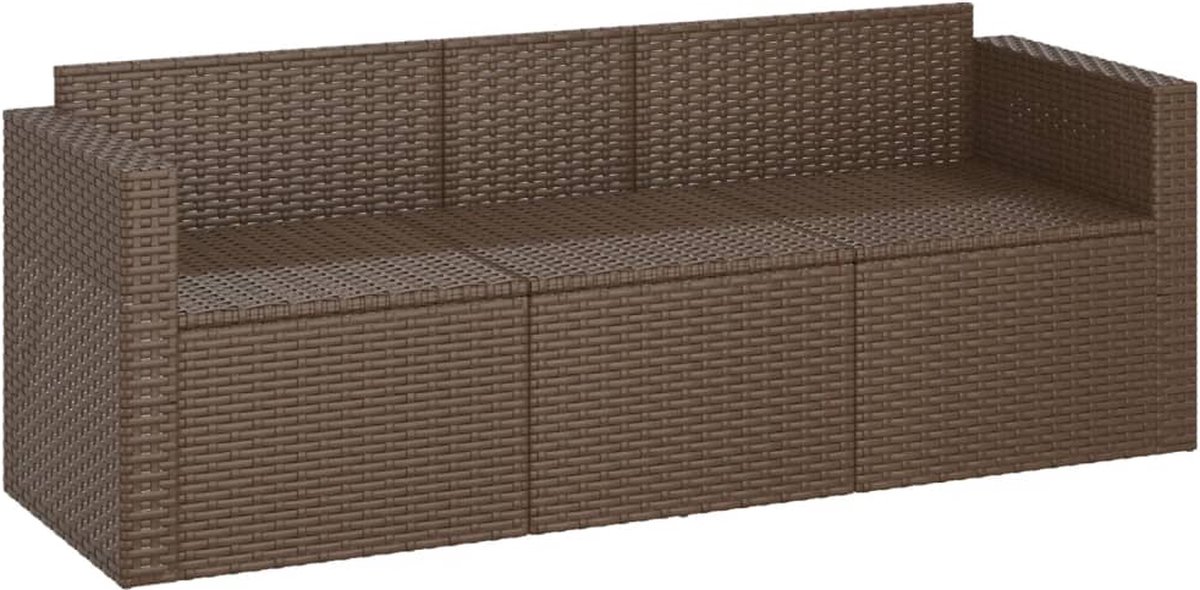 Vidaxl Tuinbank 3-zits Met Kussens Poly Rattan - Bruin