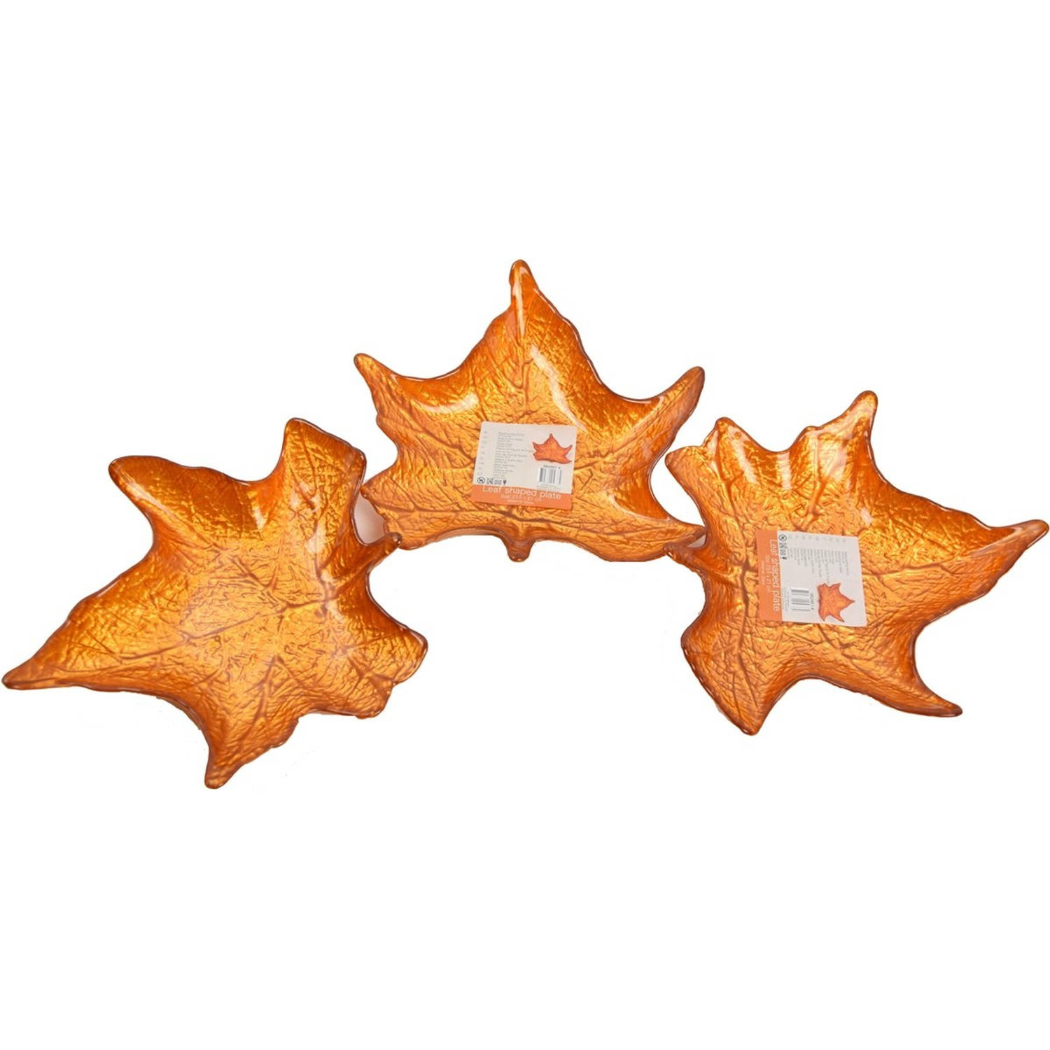 Decoratie Bordschaal Blad Van Porselein 24 Cm 3 Stuks - Tafeldecoratie - Woonaccessoires - Oranje