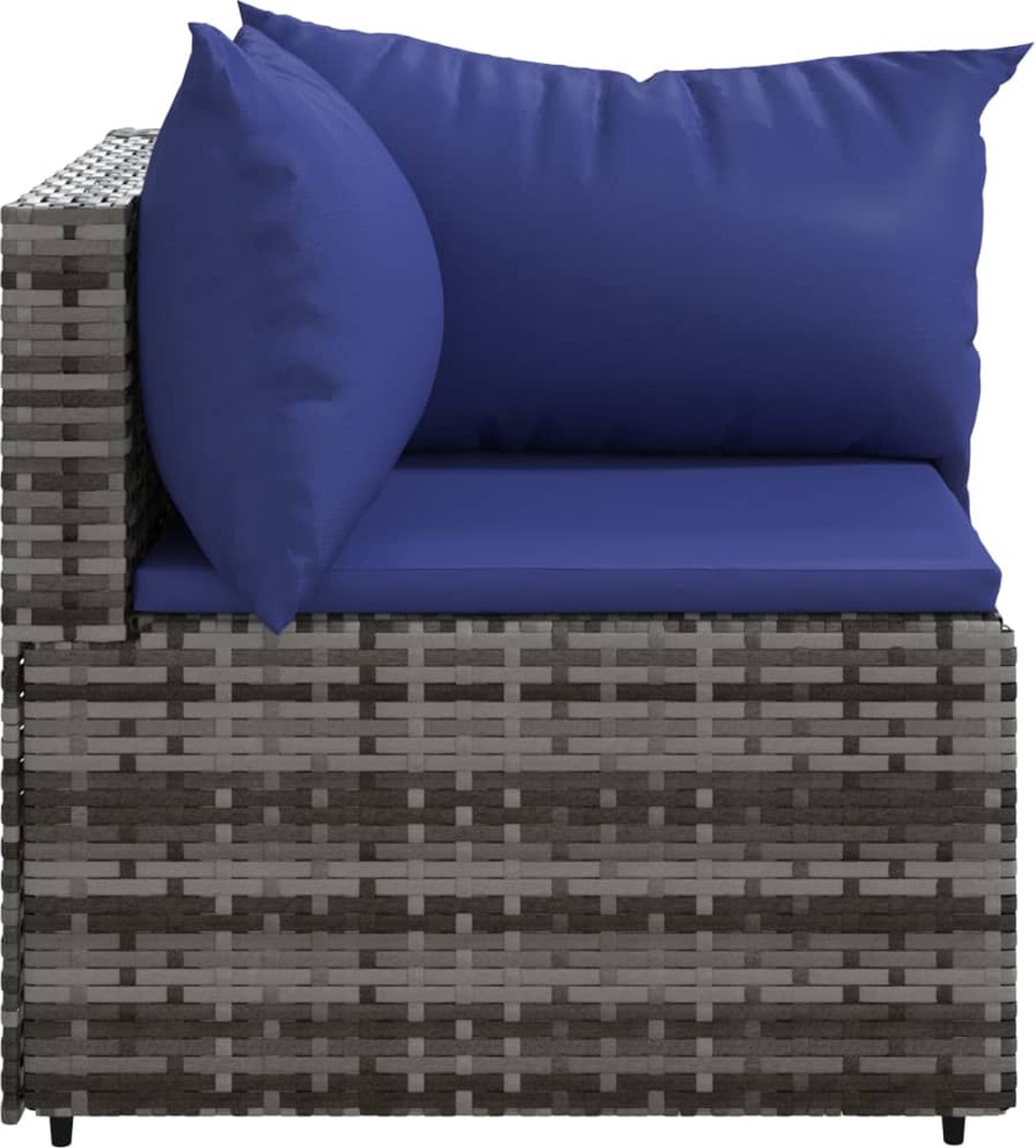 Vidaxl Tuinhoekbank Met Kussens Poly Rattan - Grijs