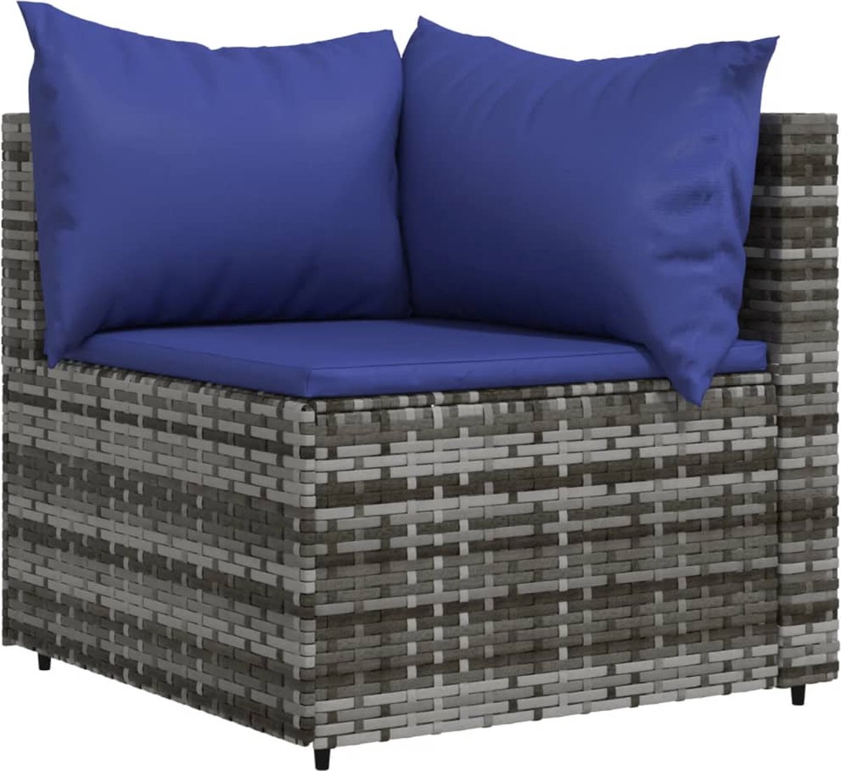 Vidaxl Tuinhoekbank Met Kussens Poly Rattan - Grijs