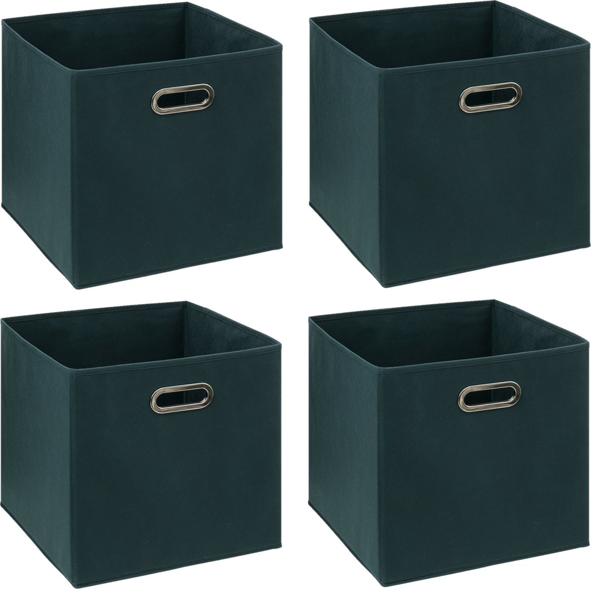 Set Van 4x Opbergmand/kastmand 29 Liter Smaragdgroen Linnen 31 X 31 X 31 Cm - Opbergmanden