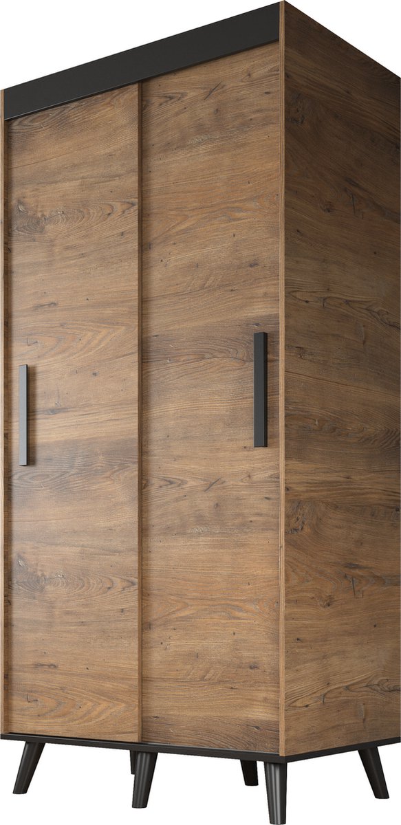 Meubella - Kledingkast Gregory - Eiken - Zwart - 100 Cm