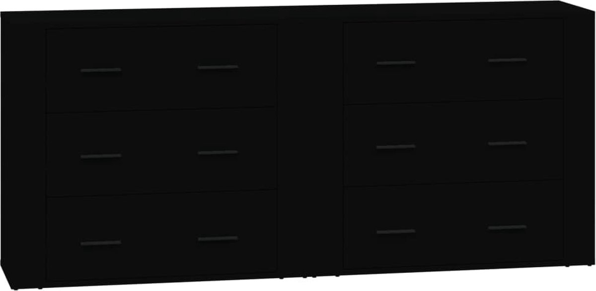 Vidaxl Dressoirs 2 St Bewerkt Hout - Zwart