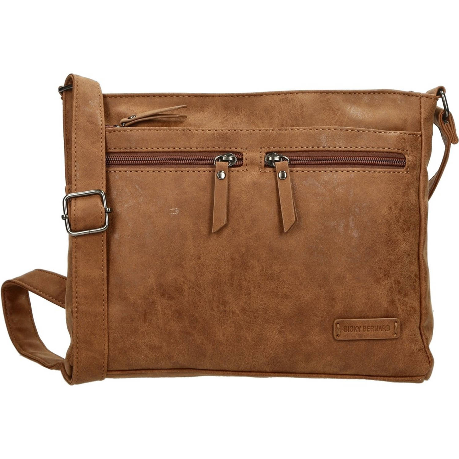 Bicky Bernard Schoudertas - Camel-cognac Tassen Dames Schoudertas Schoudertas Dames Crossbody Tas - Bruin