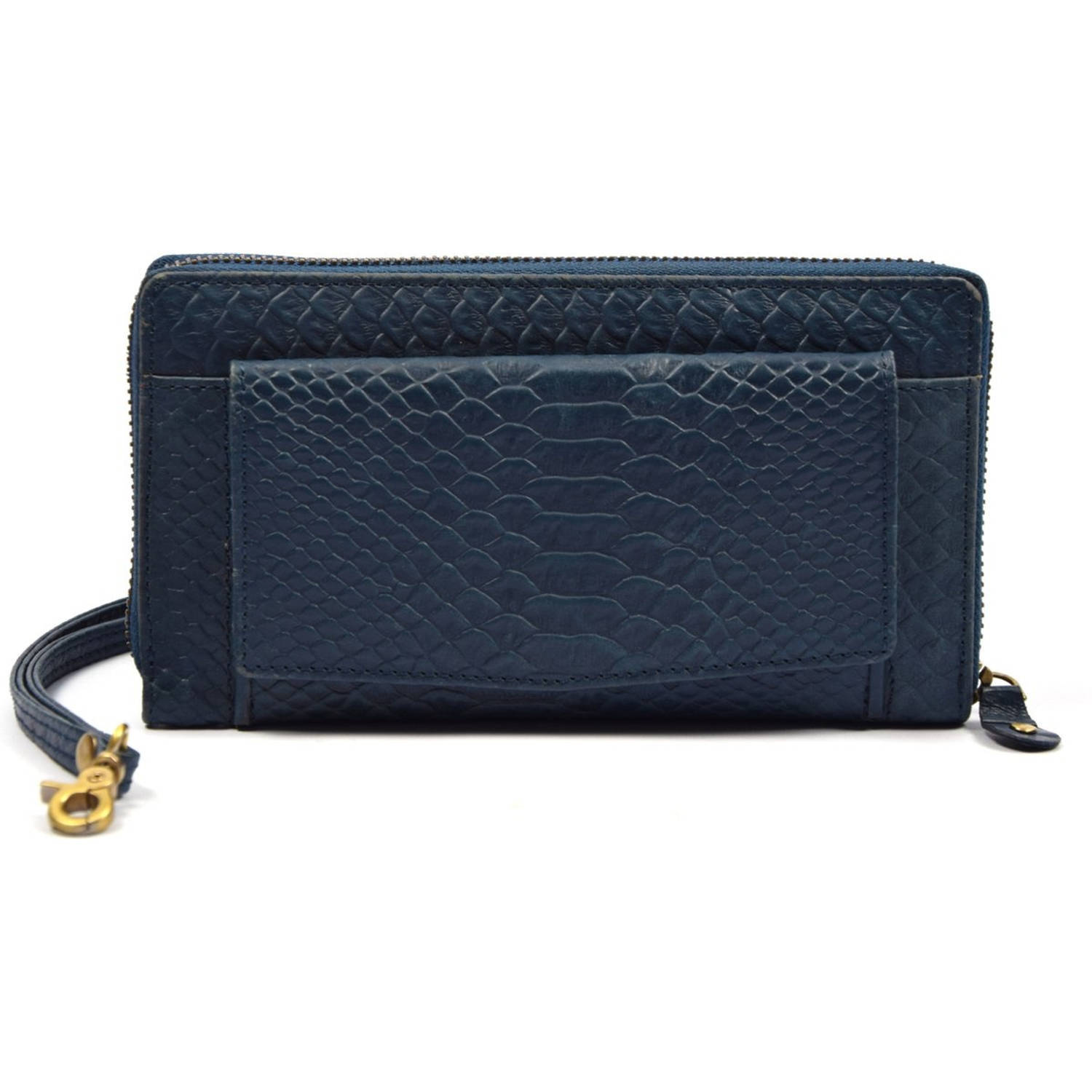 Clutch Portemonnee Multifunctioneel Portemonnee Met Snake Print L - Blauw