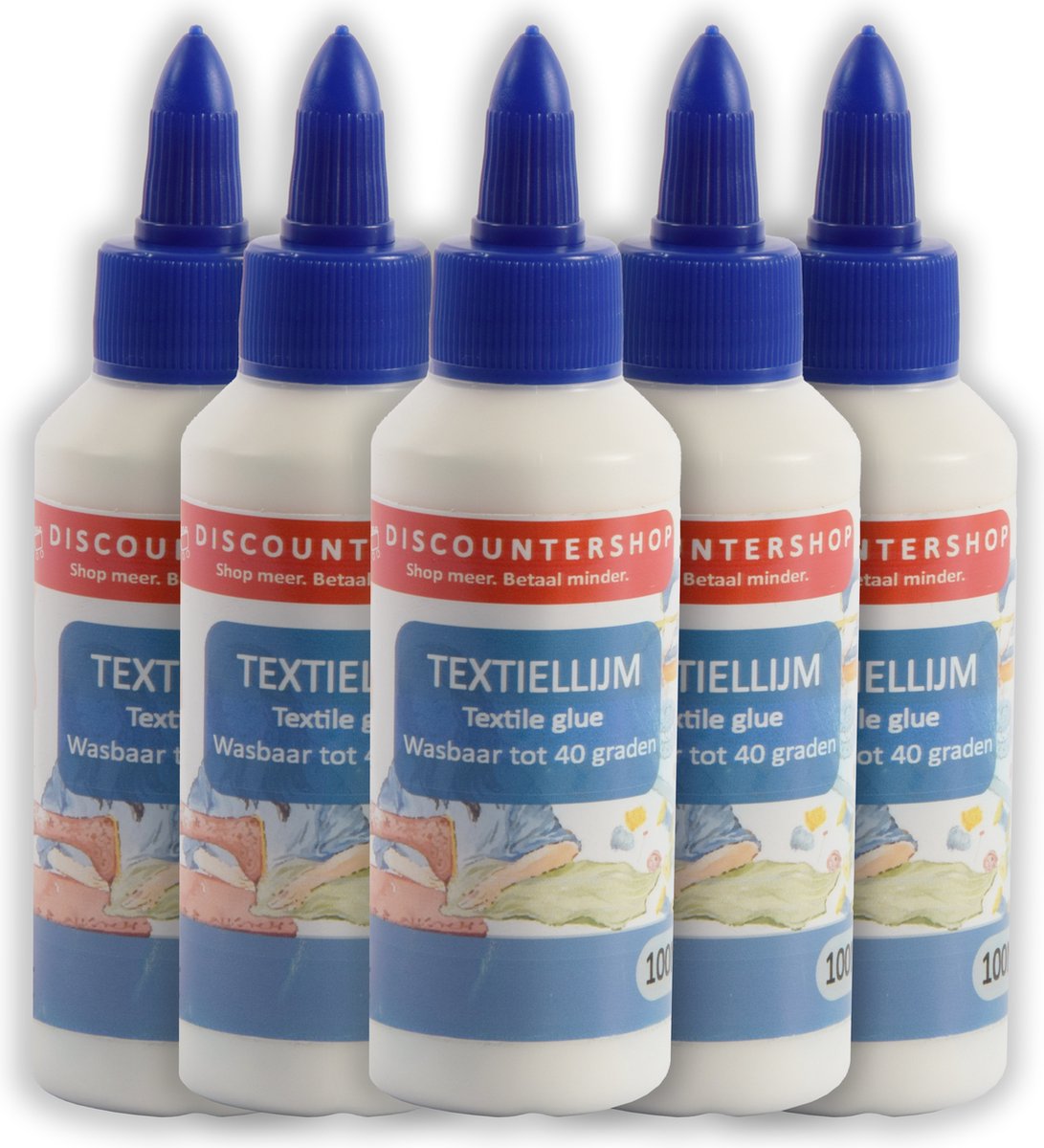 Textiellijm 500ml - 100 Ml Per Tube - 5 Stuks Textiellijm 500 Ml- Textiellijm