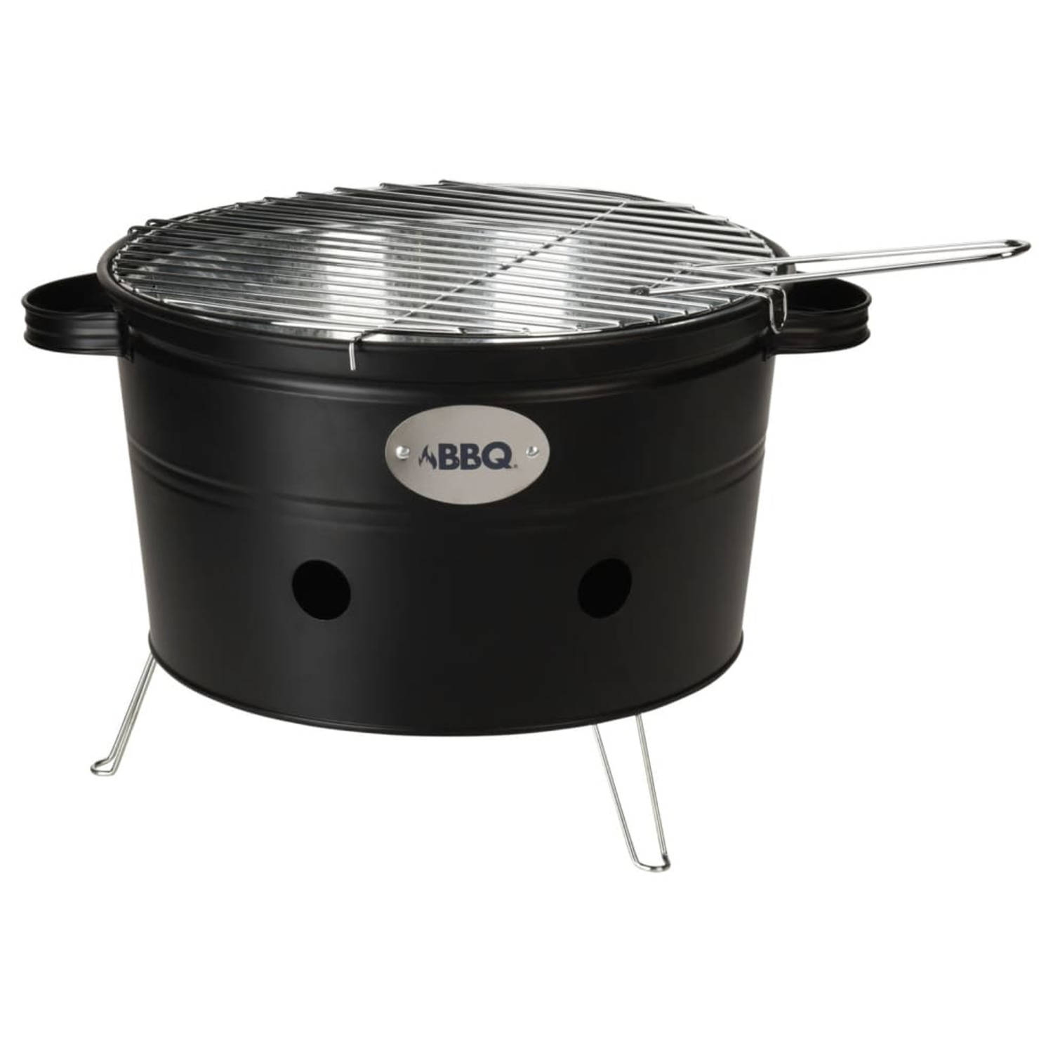 Progarden Barbecue Emmer Met 2 Handvatten 34,5 Cm Mat - Zwart