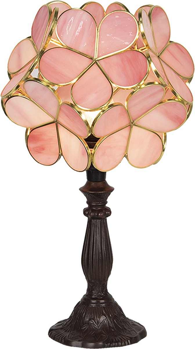 HAES deco - Tiffany Tafellamp Roze 21x21x38 Cm Fitting E14 / Lamp Max 1x25w