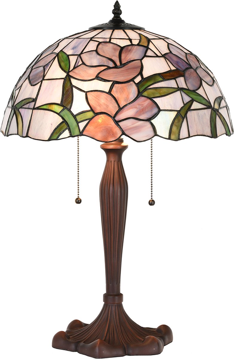 HAES deco - Tiffany Tafellamp Roze Ø 40x60 Cm Fitting E27 / Lamp Max 2x60w