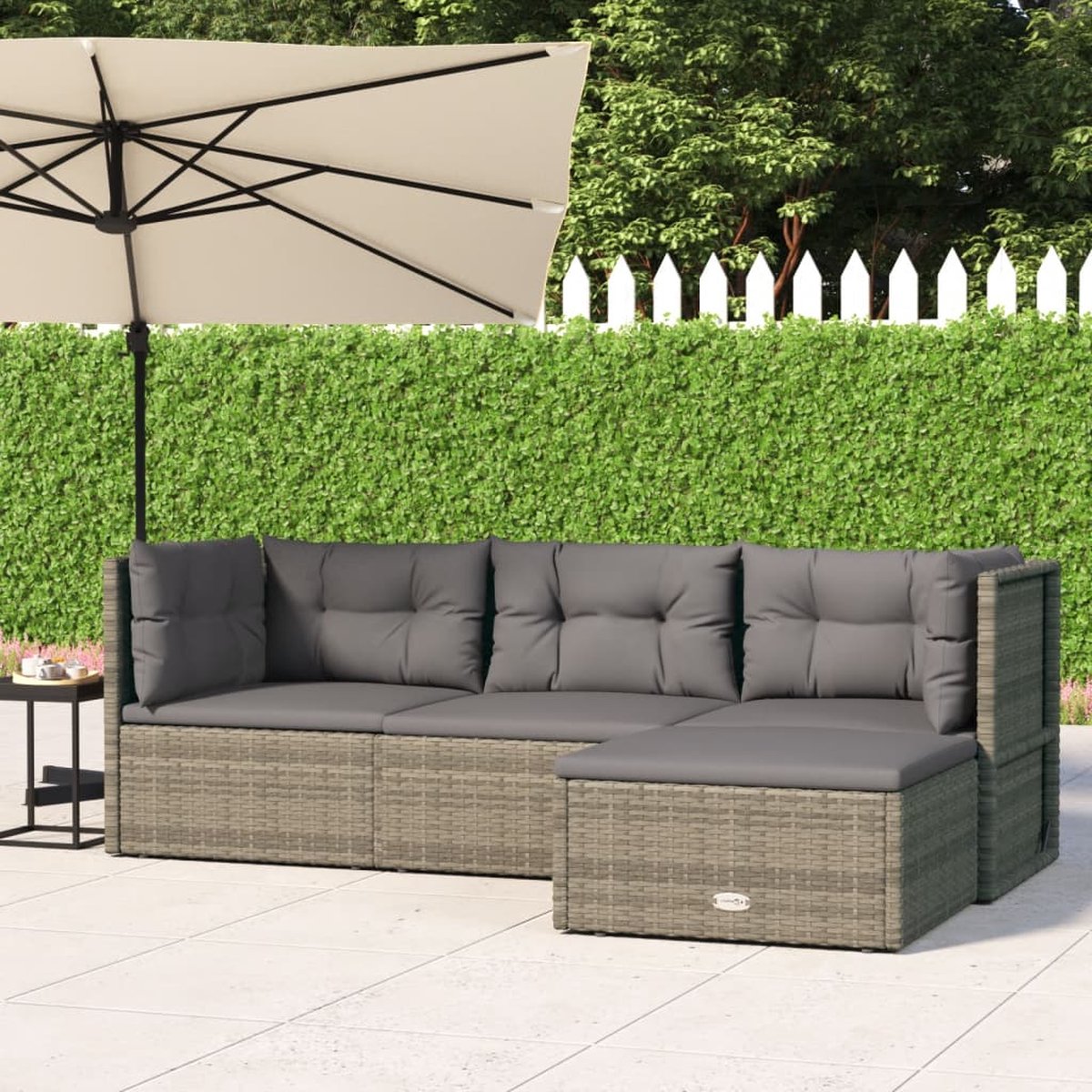 Vidaxl 4-delige Loungeset Met Kussens Poly Rattan - Grijs