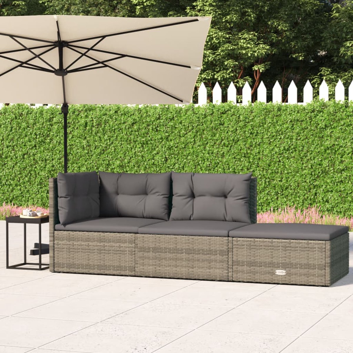 Vidaxl 3-delige Loungeset Met Kussens Poly Rattan - Gris