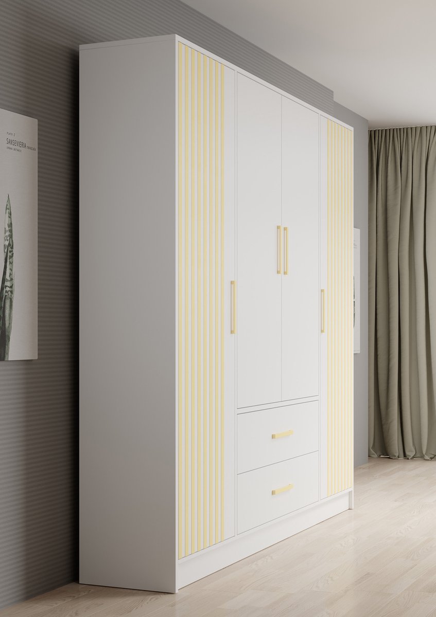 Meubella - Kledingkast Brody 7 - Wit - 201 Cm