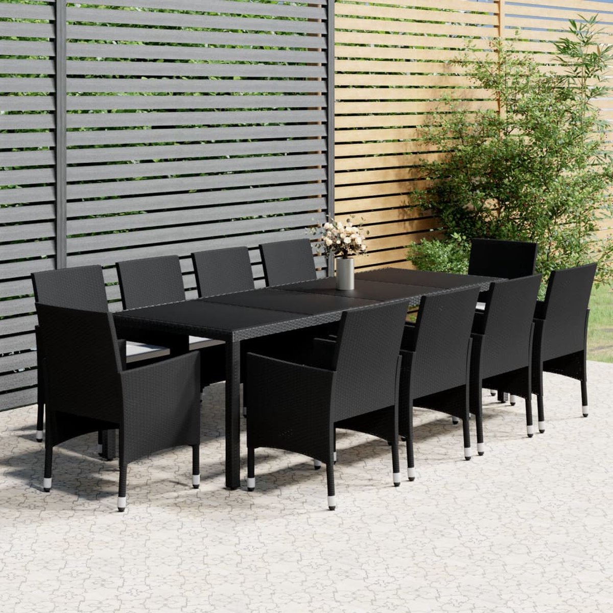 Vidaxl 11-delige Tuinset Poly Rattan - Zwart