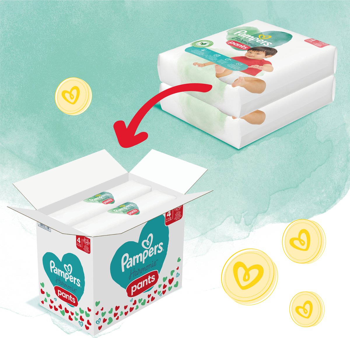 Pampers - Harmonie Pants - Maat 4 - Maandbox - 168 Stuks - 9/15 Kg