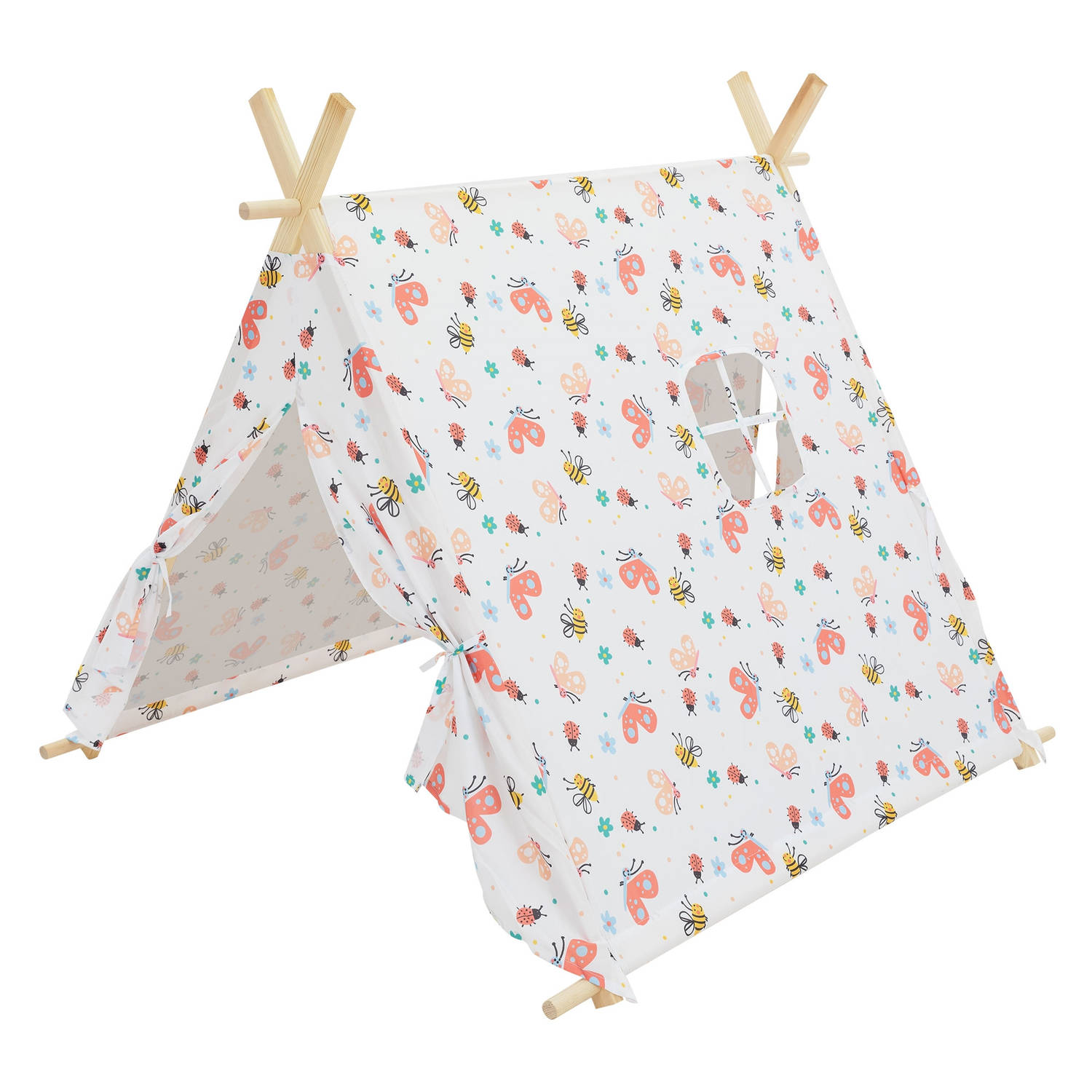 Speeltent Voor Kinderen Met Twee Deuren En Een Raam 108x105x117 Cm Wit Polyester