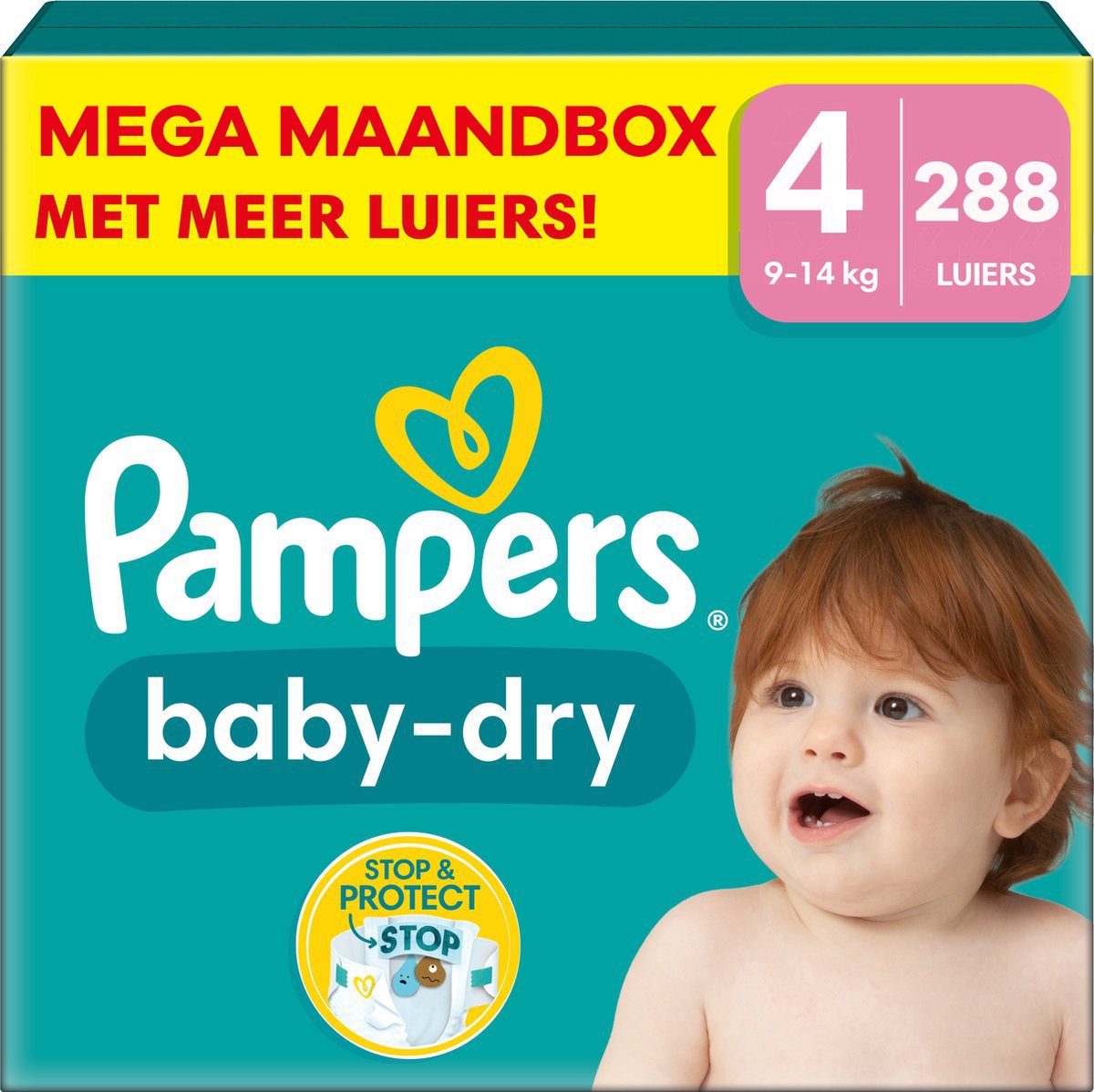 Pampers - Baby Dry - Maat 4 - Mega Maandbox - 288 Stuks - 9/14 Kg