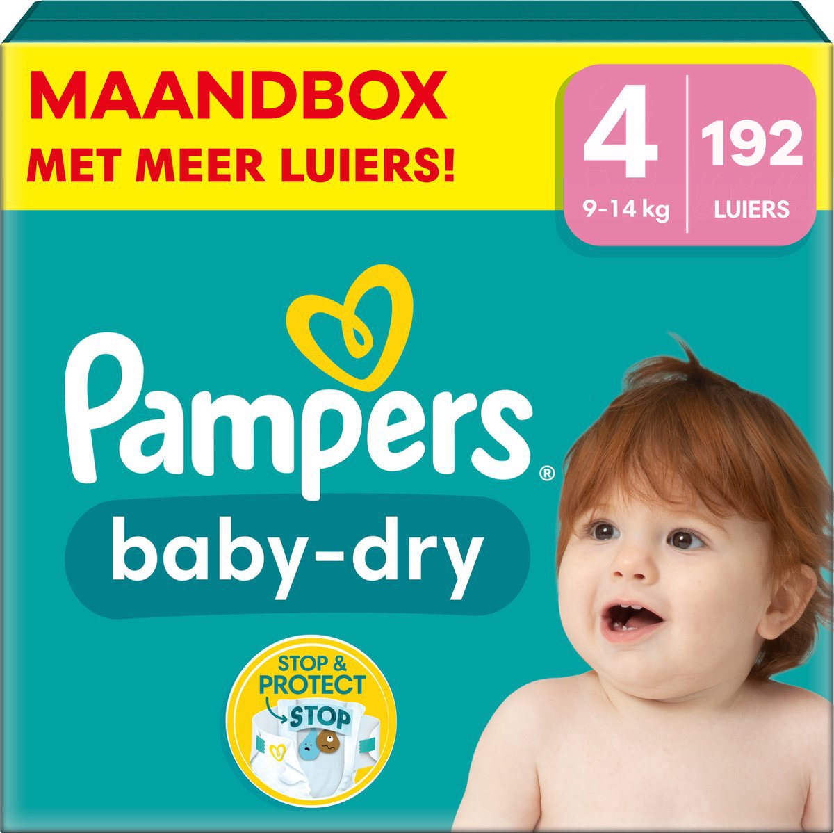 Pampers - Baby Dry - Maat 4 - Maandbox - 192 Stuks - 9/14 Kg