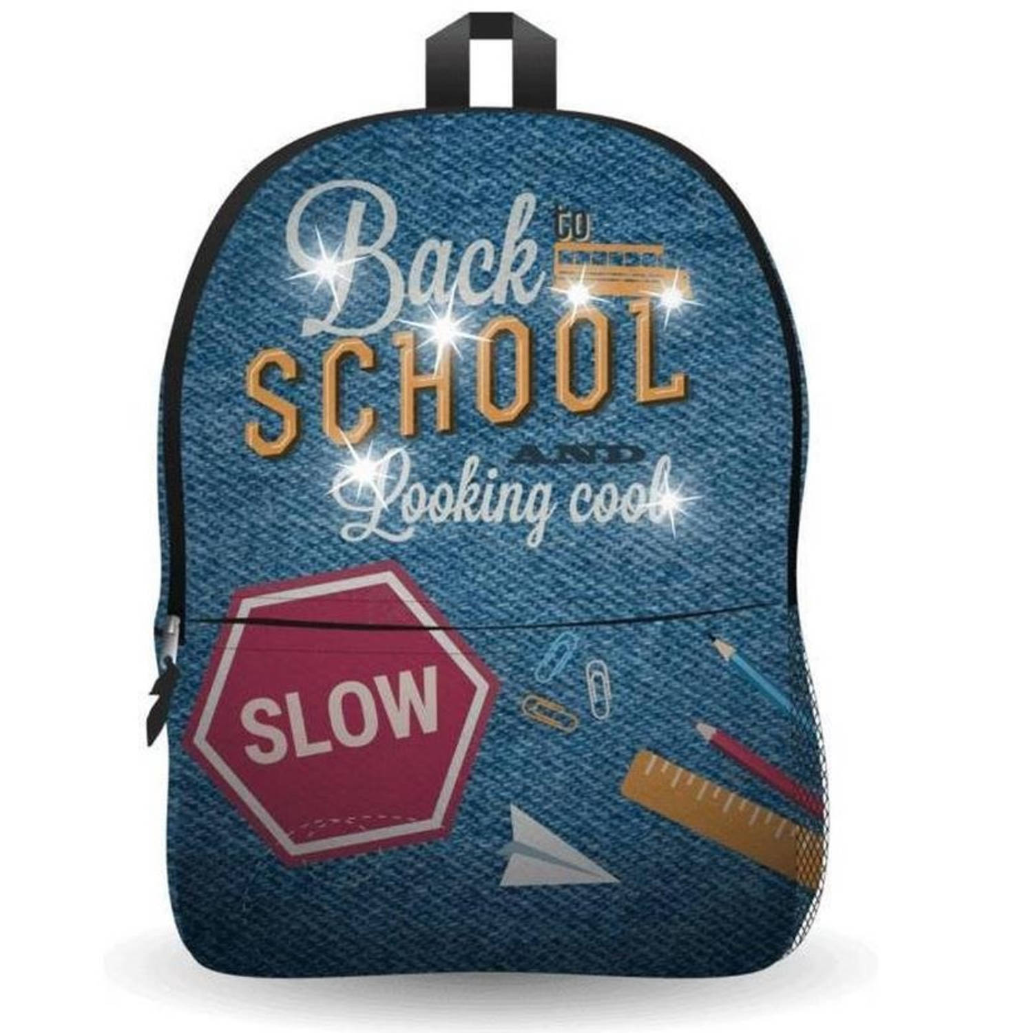 Ekuizai Led Schooltas / Rugzak - Back To School -Jeans Model - Blauw