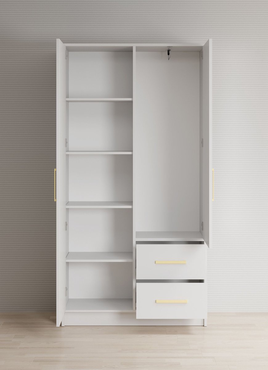 Meubella - Kledingkast Brody 6 - Wit - 103 Cm