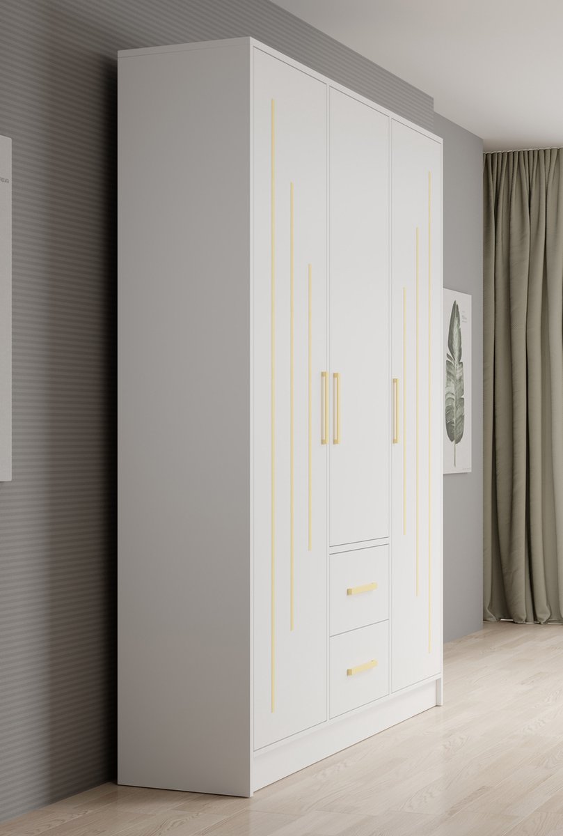 Meubella - Kledingkast Brody 5 - Wit - 153 Cm