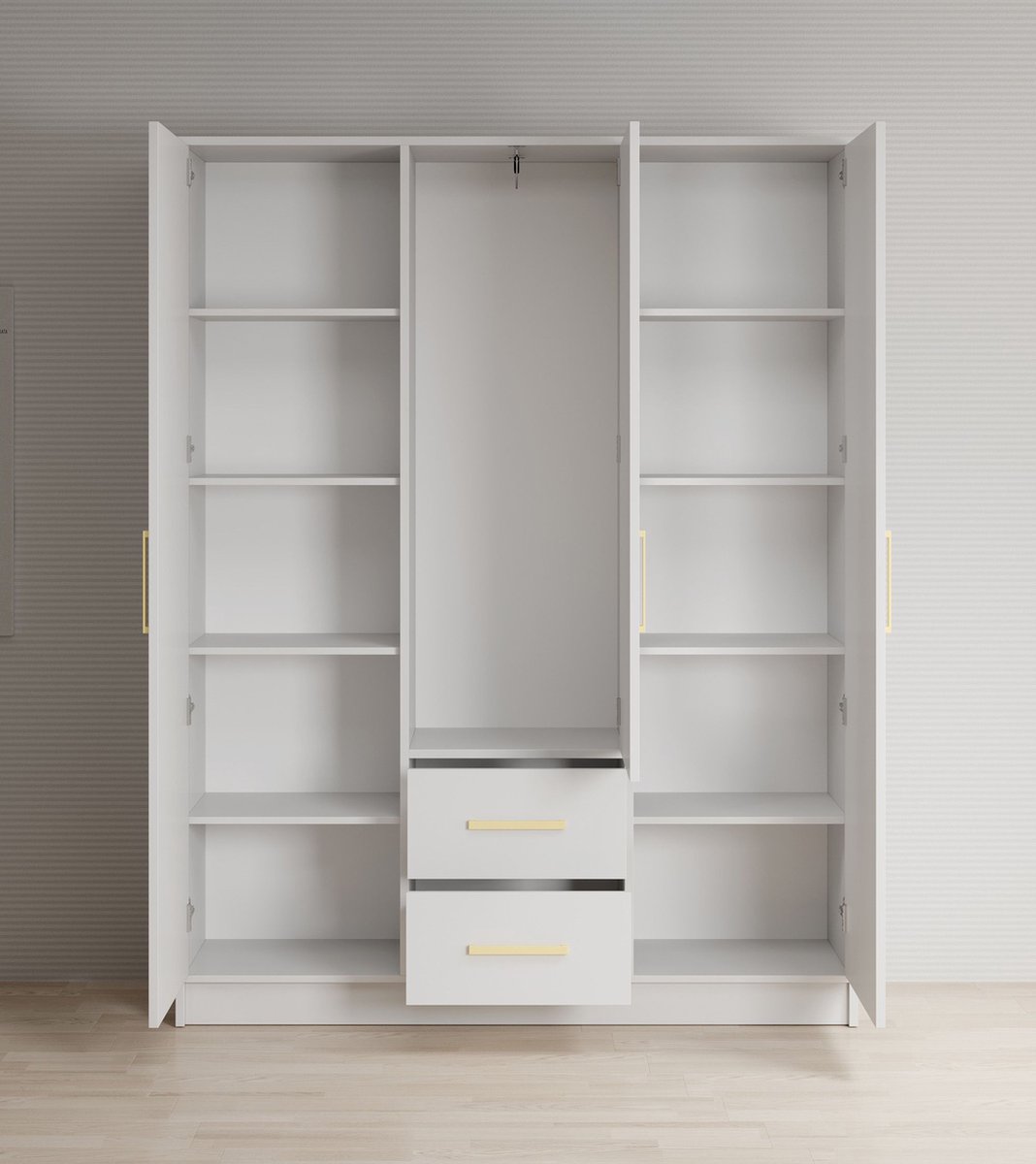 Meubella - Kledingkast Brody 5 - Wit - 153 Cm