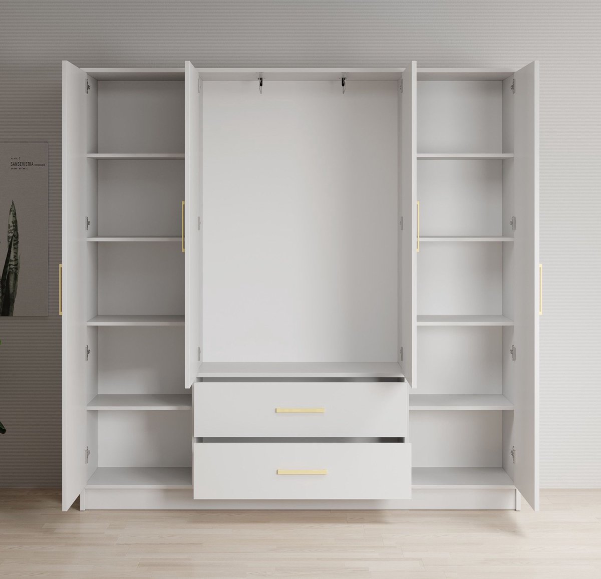 Meubella - Kledingkast Brody 5 - Wit - 201 Cm