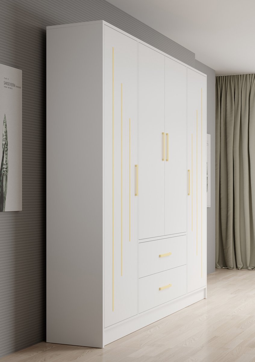 Meubella - Kledingkast Brody 5 - Wit - 201 Cm