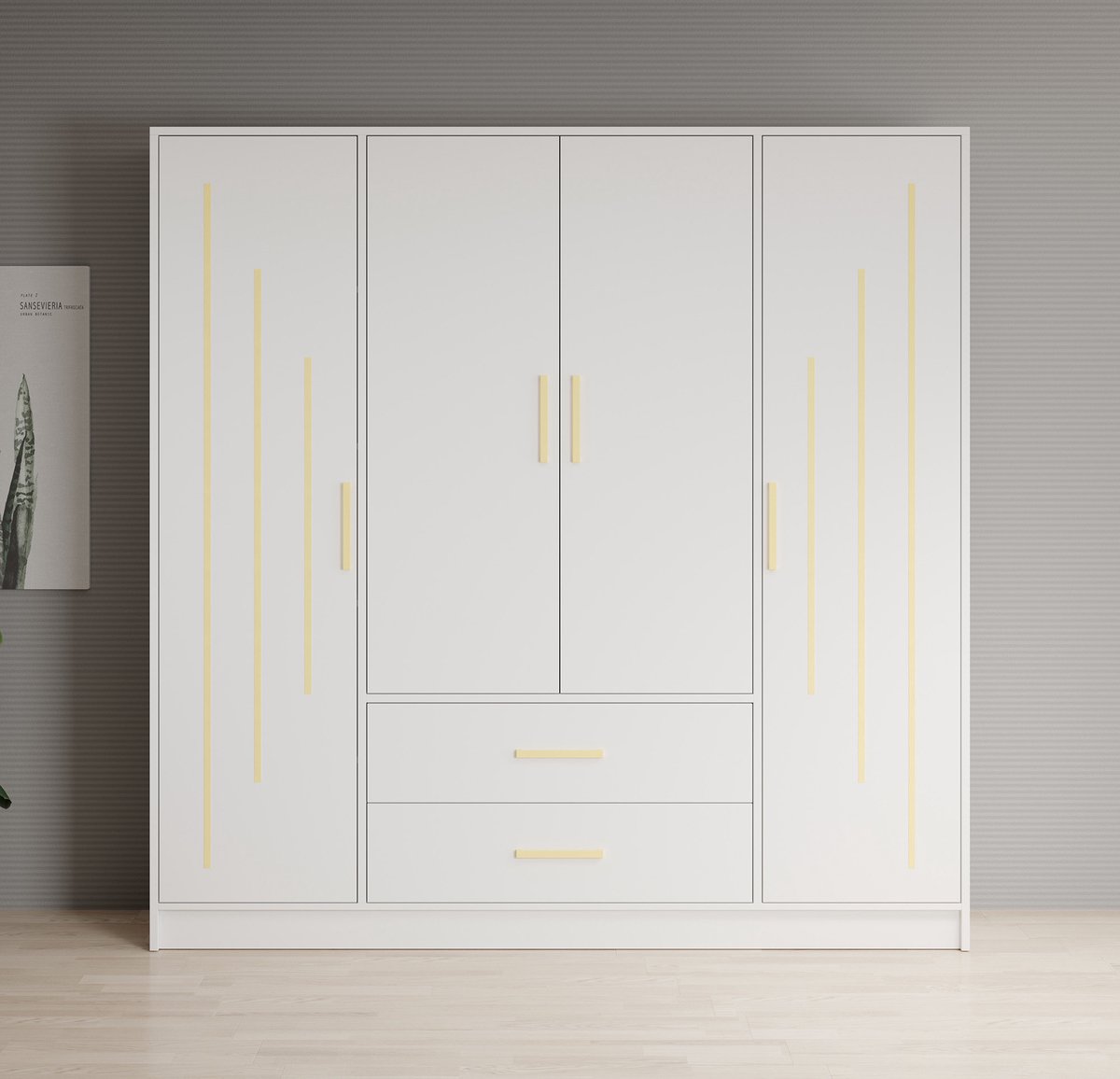 Meubella - Kledingkast Brody 5 - Wit - 201 Cm