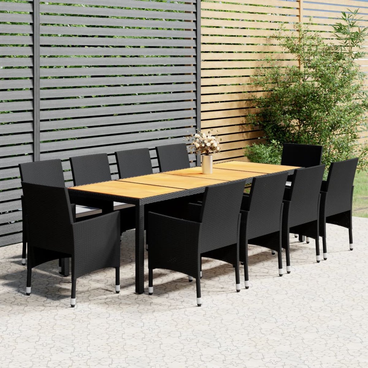 Vidaxl 11-delige Tuinset Poly Rattan - Zwart