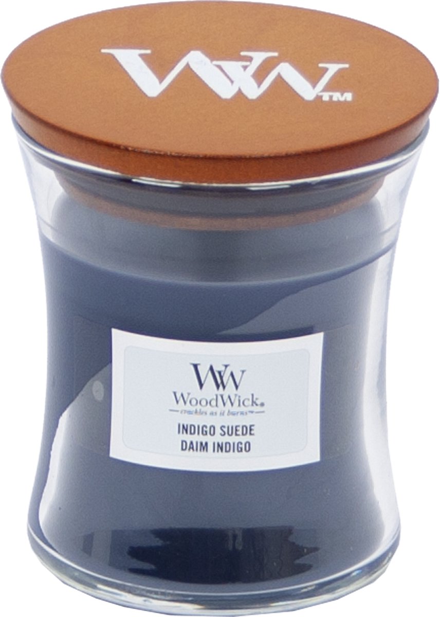 Woodwick Geurkaars Mini Indigo Suede - 8 Cm / ø 7 Cm - Grijs