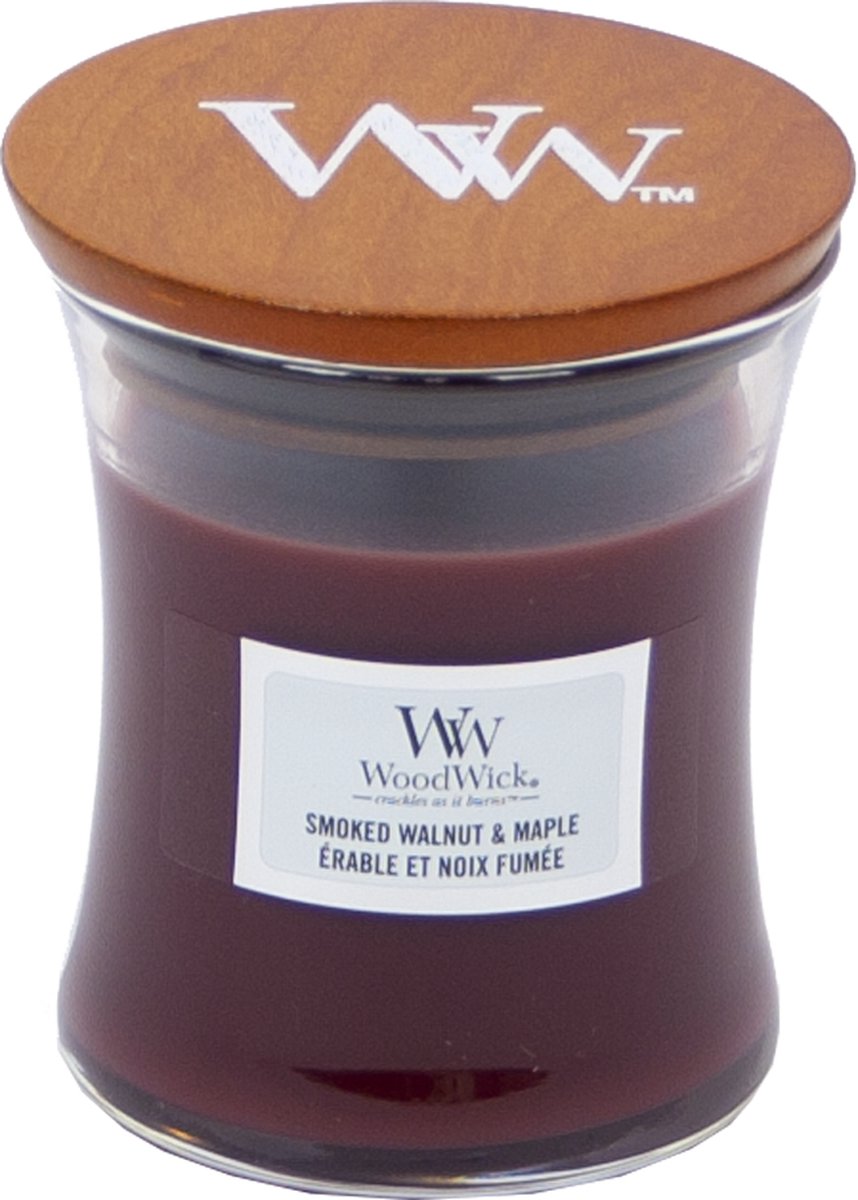 Woodwick Geurkaars Mini Smoked Walnut & Maple - 8 Cm / ø 7 Cm - Bruin