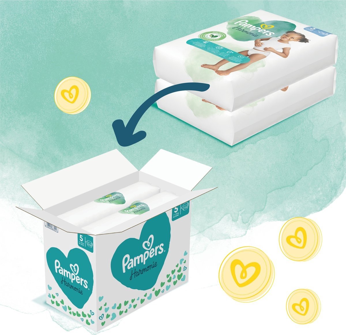 Pampers - Harmonie - Maat 5 - Mega Maandbox - 304 Stuks - 11/16 Kg