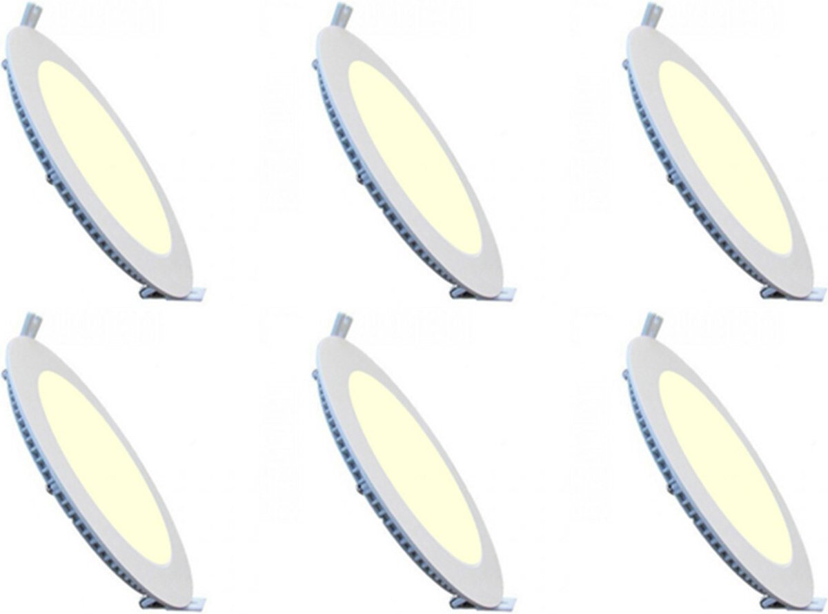 BES LED Led Downlight Slim 6 Pack - Inbouw Rond 3w - Dimbaar - Warm Wit 2700k - Mat Wit Aluminium - Ø83mm