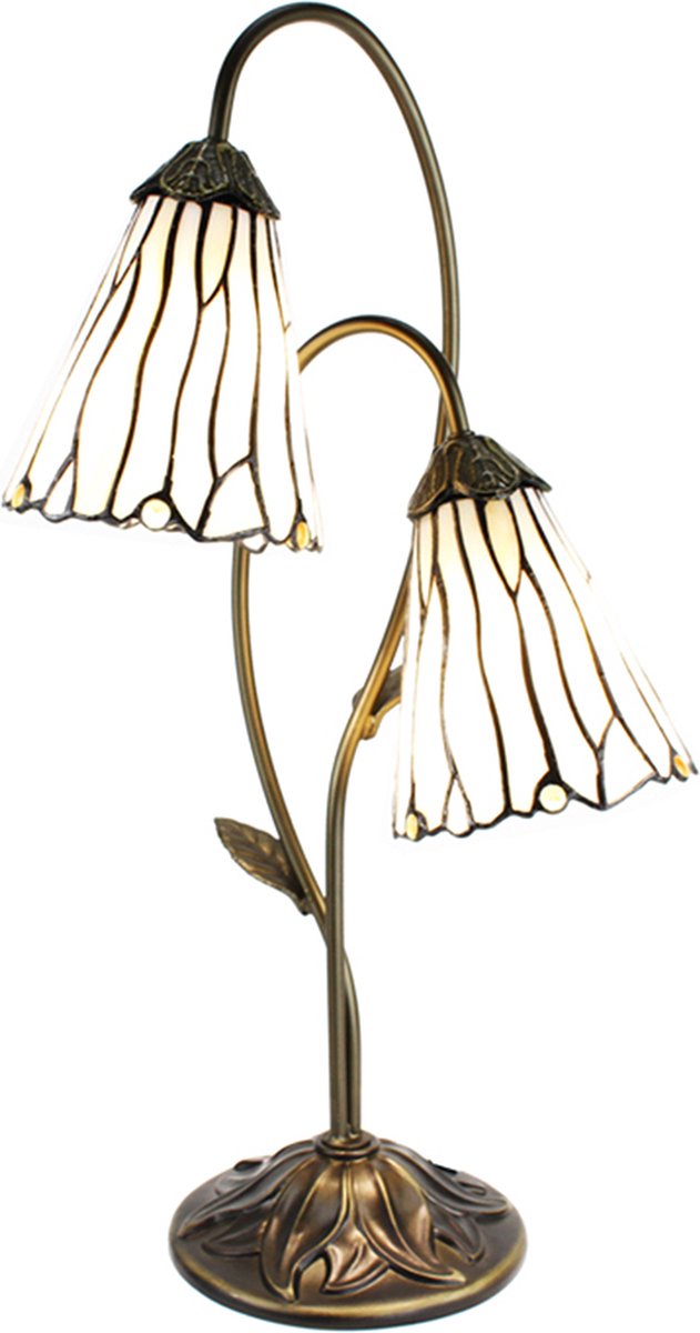 HAES deco - Tiffany Tafellamp Bruin 35x18x61 Cm Fitting E14 / Lamp Max 2x25w