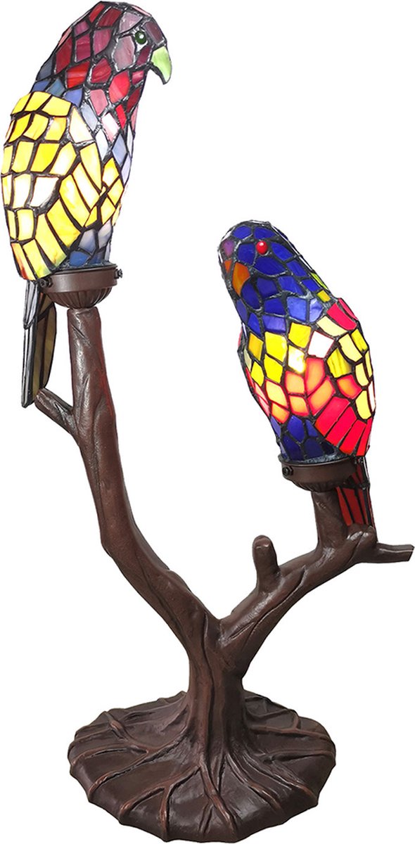 HAES deco - Tiffany Tafellamp Meerkleurig 50x24x63 Cm Fitting E14 / Lamp Max 2x40w