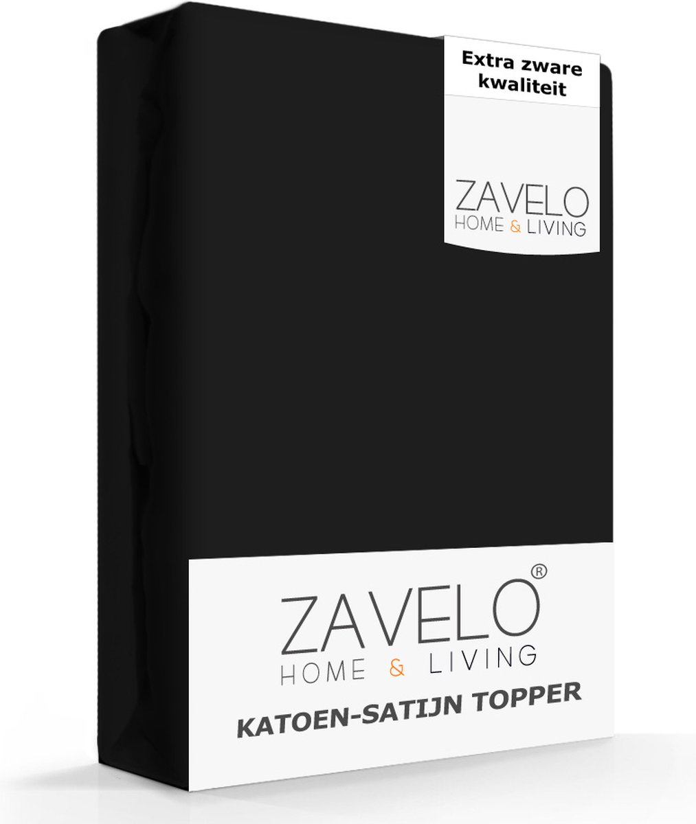 Slaaptextiel Zavelo Deluxe Katoen-satijn Topper Hoeslaken-2-persoons (140x200 Cm) - Zwart