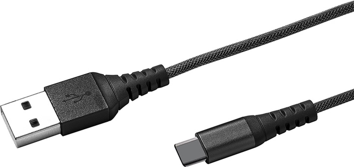 Celly Usb-kabel Type-c, 1 Meter, - Nylon - - Zwart