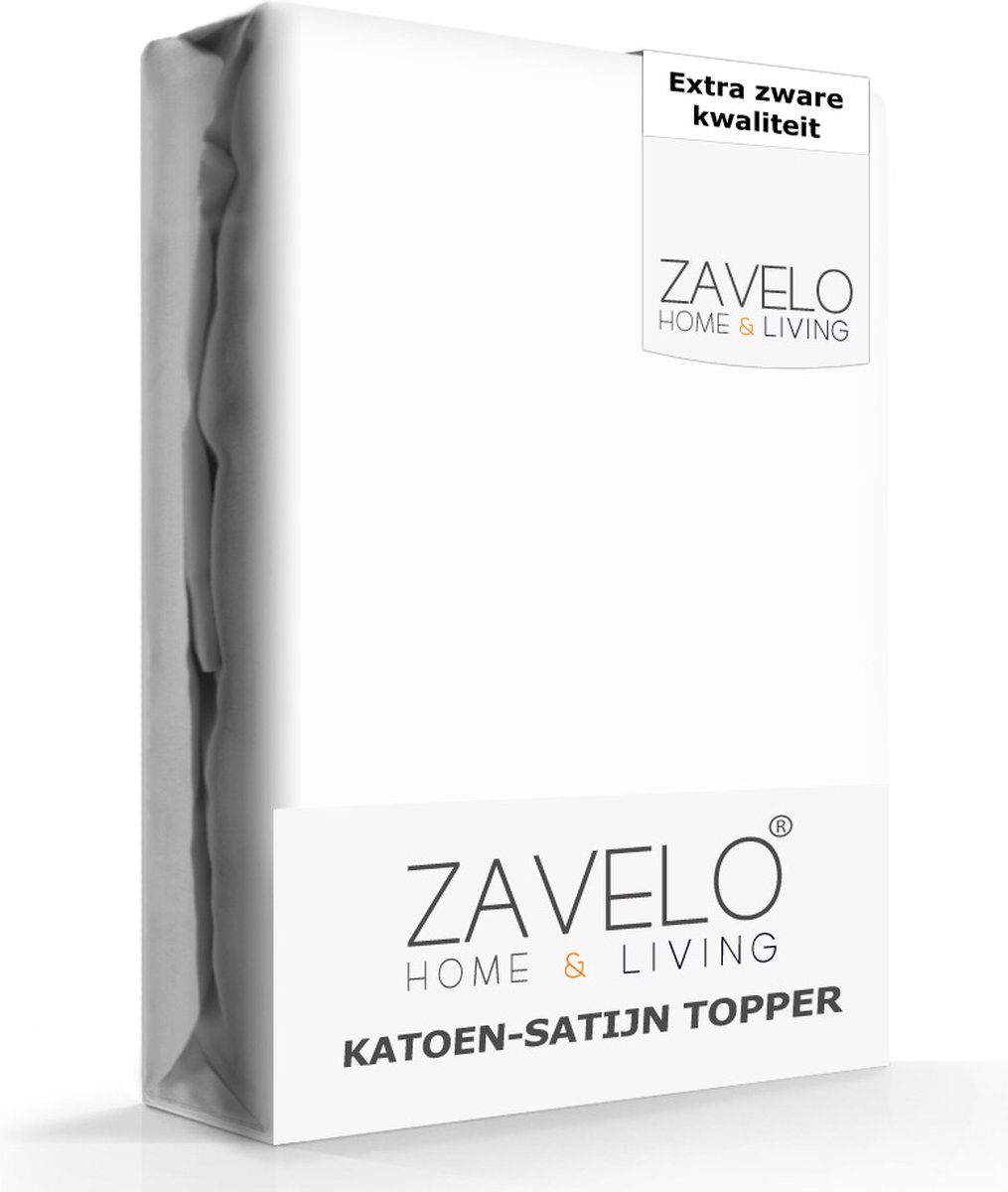 Slaaptextiel Zavelo Deluxe Katoen-satijn Topper Hoeslaken Wit -Lits-jumeaux (180x220 Cm)