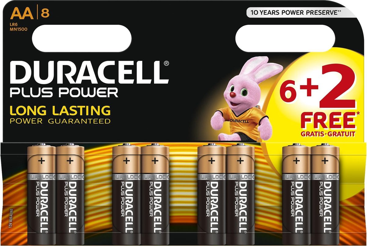 Duracell Batterijen Plus Power Aa, Blister Van 6+2 Gratis