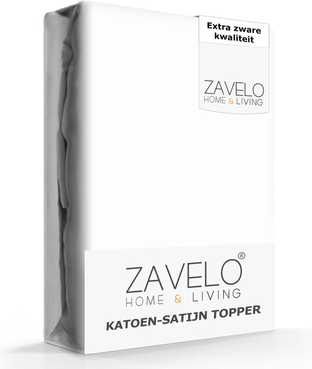 Slaaptextiel Zavelo Deluxe Katoen-satijn Topper Hoeslaken Wit -1-persoons (90x200 Cm)