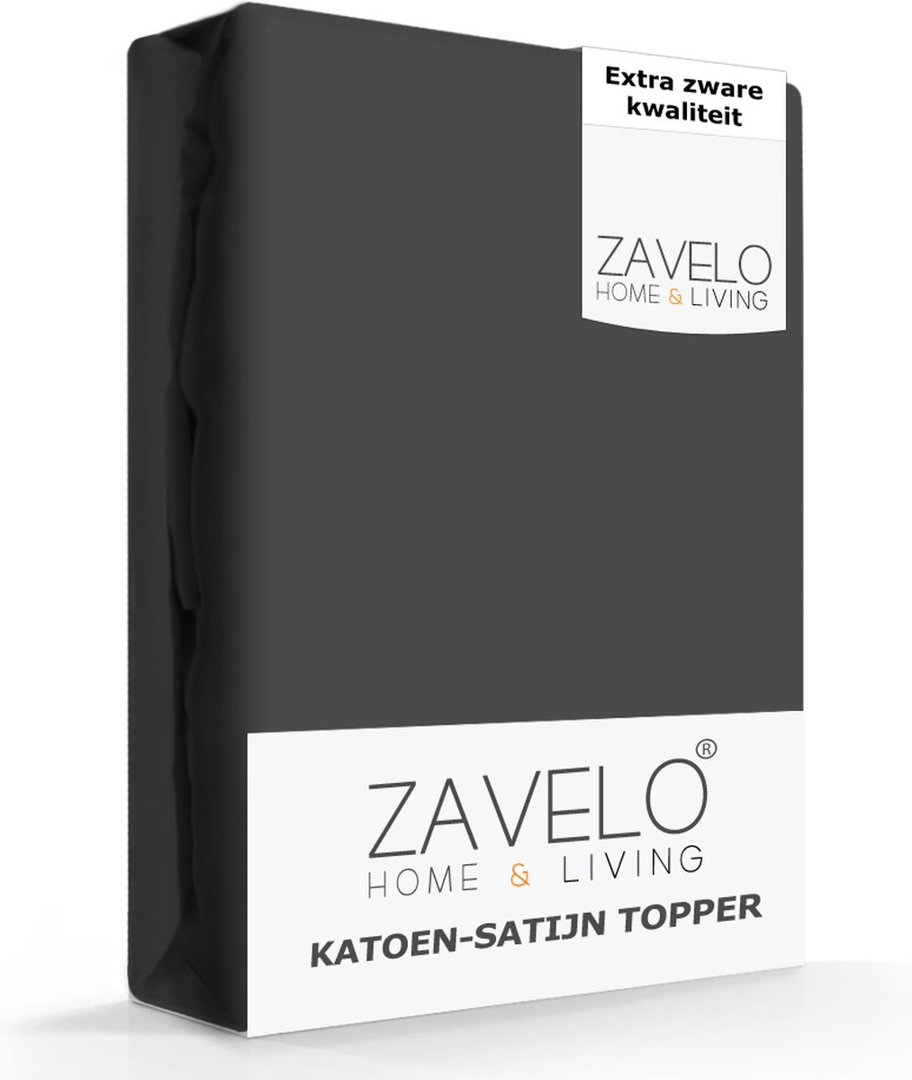 Slaaptextiel Zavelo Deluxe Katoen-satijn Topper Hoeslaken Antraciet-lits-jumeaux (160x200 Cm) - Grijs