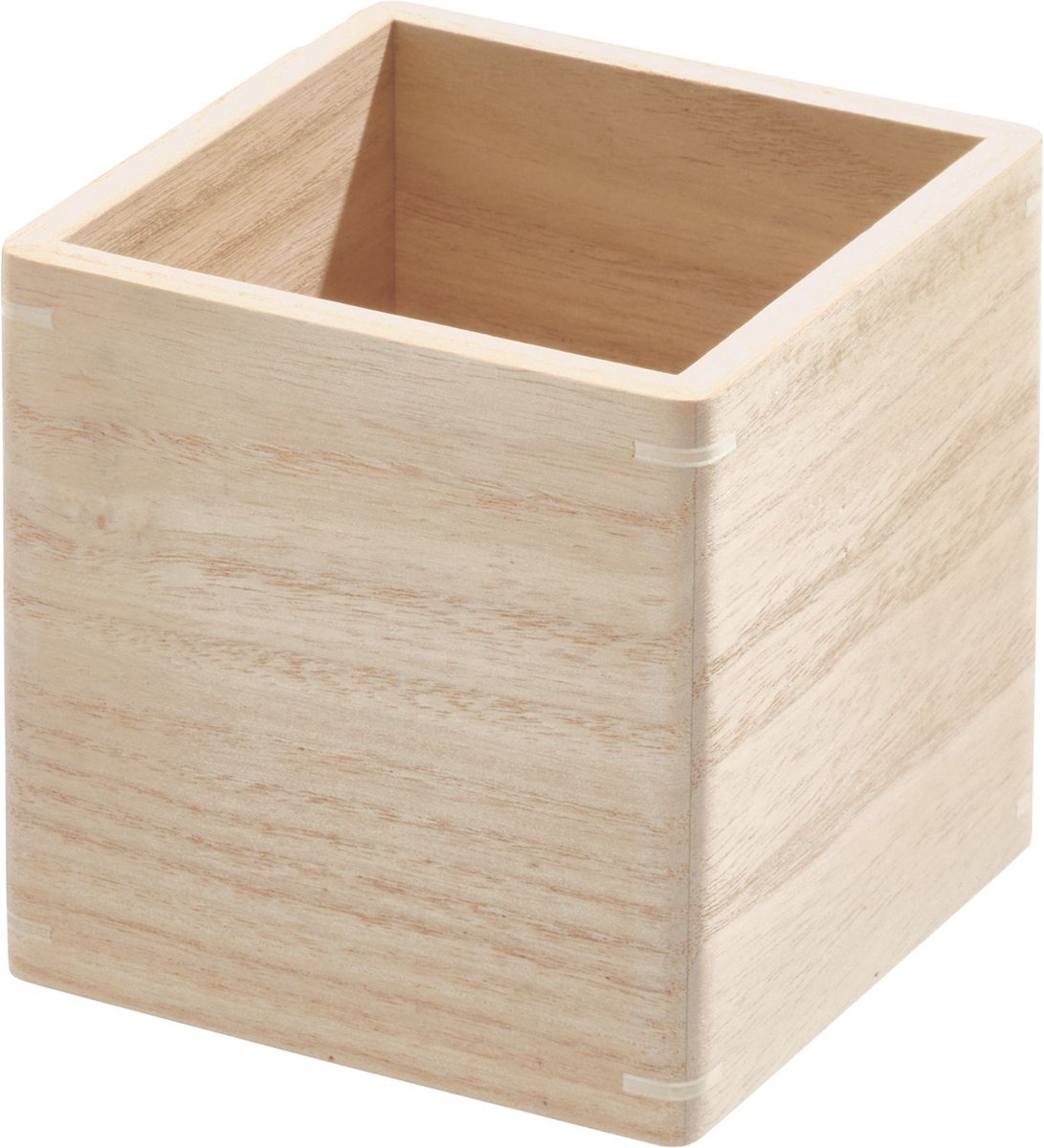 Idesign - Opbergbox, 11.5 X 11.5 X 11 Cm, Paulownia Hout, - Idesign The Home Edit - Beige