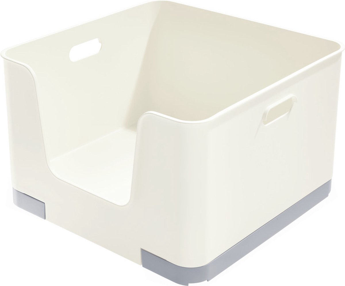 Idesign - Stapelbare Opbergbox Met Opening, 39 X 23 Cm, Kunststof, Beige/ - Idesign Eco Storage - Grijs