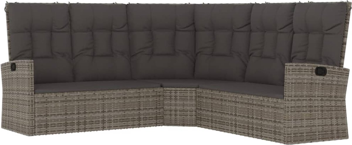 vidaXL 2-delige Loungeset met kussens poly rattan - Grijs