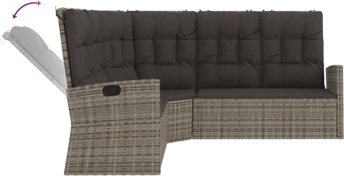vidaXL 2-delige Loungeset met kussens poly rattan - Grijs