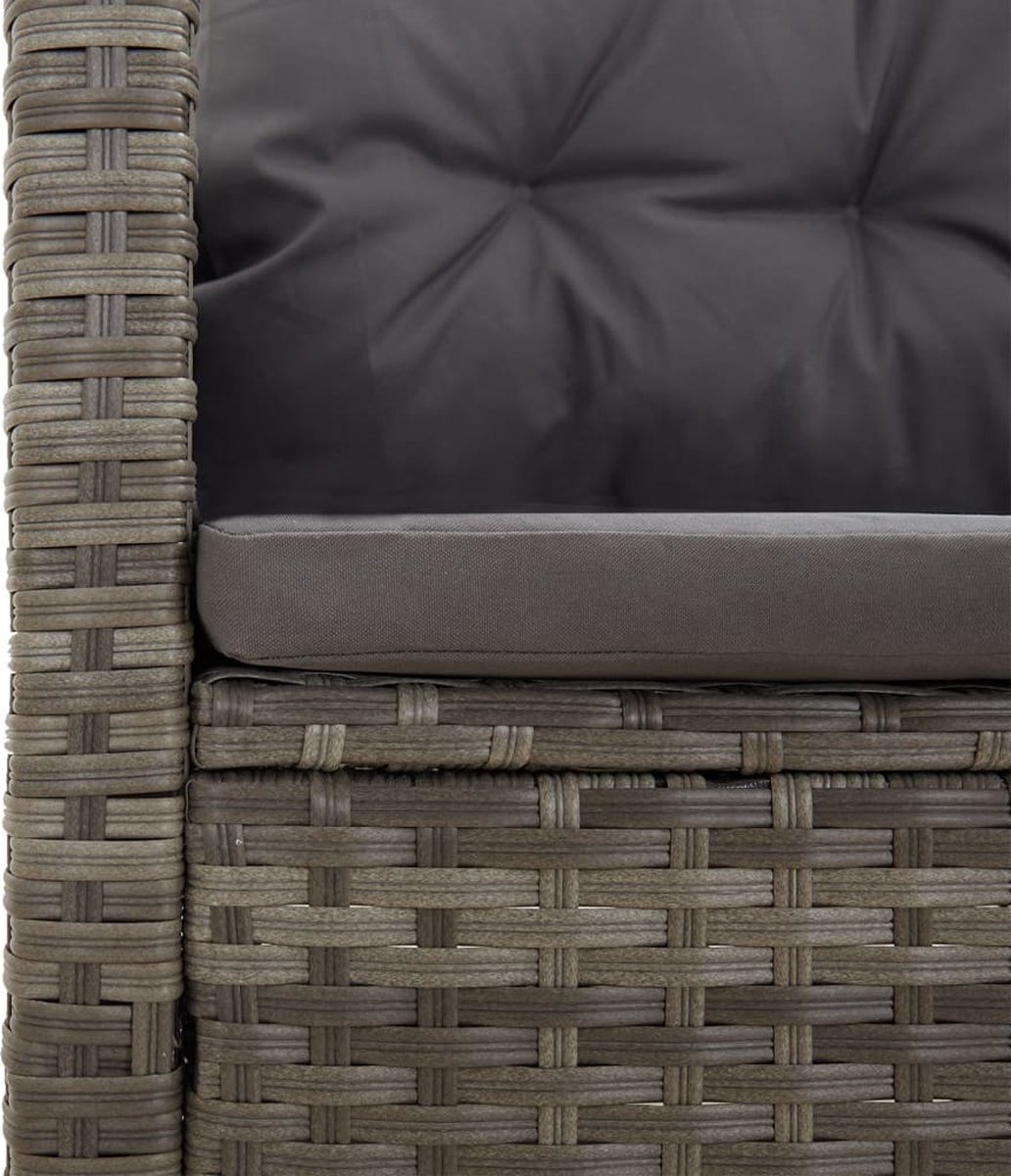 vidaXL 2-delige Loungeset met kussens poly rattan - Grijs