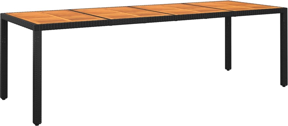 vidaXL Tuintafel 250x100x75 cm acaciahout en poly rattan - Negro